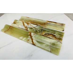 TILEVILLE 2" x 12" Polished Marble Chair Rail Tile Trim in Green