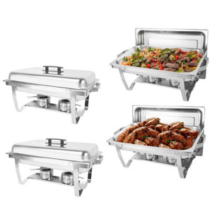 THE PARTY AISLE™ 8 QT Rectangle Chafing Dish Buffet Stainless Steel Chafer for Catering (Set of 4)