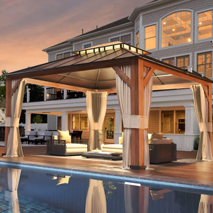 JOYHOUSEY 12 Ft. W x 14 Ft. D Aluminum Patio Gazebo