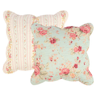 GREENLAND HOME FASHIONS Antique Rose Cotton Throw Pillow Set (Set of 2)