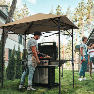 COOS BAY 8 Ft. W x 5 Ft. D Soft Top Steel Pop Up Grill Gazebo