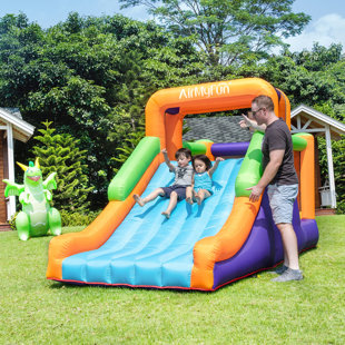 DUBBIN 14' x 7' Bounce House with Water Slide and Air Blower