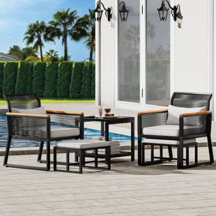 EDROSIE INC 2 - Person Outdoor Seating Group with Ottoman
