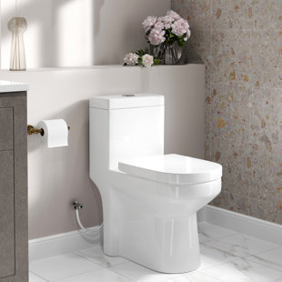 MOHOME Poseidon Compact One-Piece Toilet, 1.28 GPF Dual Flush, Round Comfort Height, Floor Mounted, Space-Saving