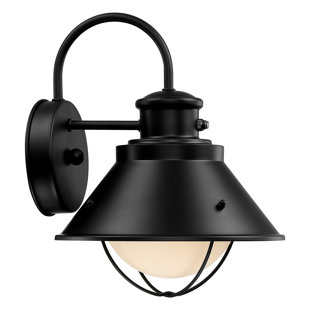 LIGHTNIA Nox Black 11" LED Outdoor Barn wall Light Frosted Glass with Photocell