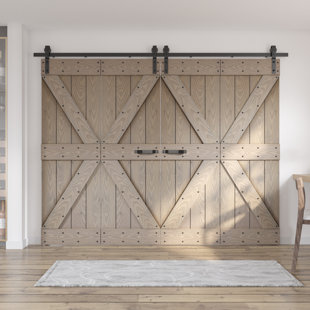 Coast Sequoia 84"H Embossing Bi-Fold Barn Door With Sliding Hardware Kit