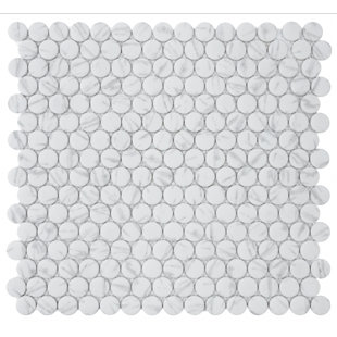 THOMAS AVENUE CERAMICS 12"x12" Carrara Penny Round Mosaic Floor and Wall Tile