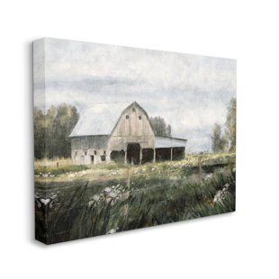 STUPELL INDUSTRIES Aw-141-Canvas " Country Farmhouse Barn Meadow " by Nina Blue Painting Print