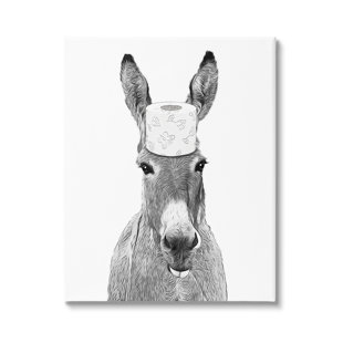 STUPELL INDUSTRIES Aw-307-Canvas " Donkey Toilet Paper Funny Bathroom " by Annalisa Latella