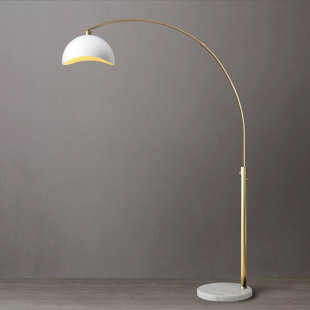 NOVA OF CALIFORNIA Luna Bella Arc Floor Lamp -White with Gold Leaf Shade, Marble Base