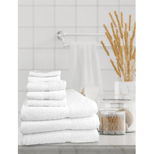 RIFZ GOGD Dobby Cotton Blend Terrycloth Bath Towels (Set of 12)