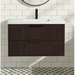 WADE LOGAN® Bastos 36'' Single Bathroom Vanity with Concrete Top