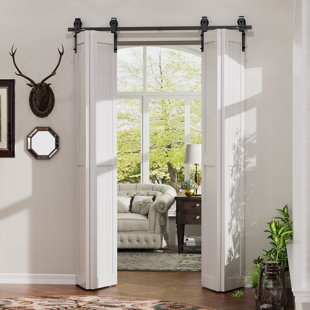 HOMLUX Folding Standard Double Door Barn Door Hardware Kit