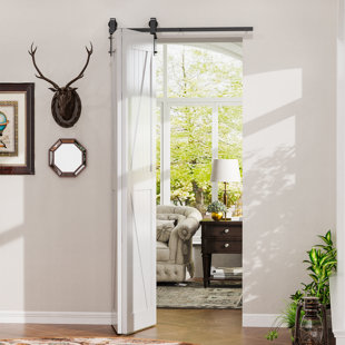 HOMLUX Folding Standard Single Door Barn Door Hardware Kit