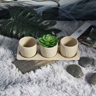 MADE4HOME 3 - Piece Pot Planter Set with Tray