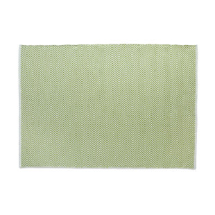 HUG RUG Herringbone Washable Green Rug