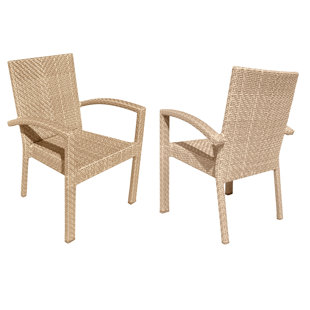PANAMA JACK OUTDOOR Wicker Outdoor Stackable Dining Armchair (Set of 2)