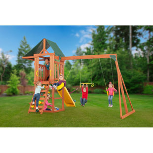 CREATIVE CEDAR DESIGNS Cedar Cottage Complete Wooden Swing Set