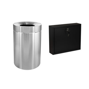 ALPINE INDUSTRIES 50 Gallon Stainless Steel Commercial Indoor Trash Can and Steel Multi-Purpose Drop Bo