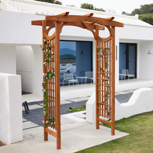 ARLMONT & CO. Minakumari 59" W x 30" D Garden Arch Arches Solid Wood Arbor Arbours