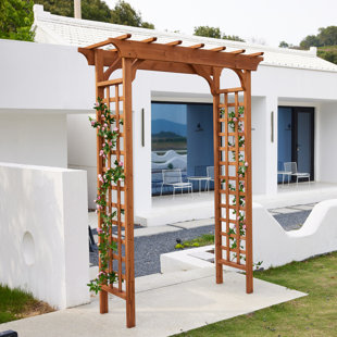 ARLMONT & CO. Minaa 61" W x 26" D Solid Wood Garden Arches Arbor Arbours