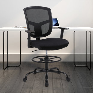 INBOX ZERO Kirilka Mid-Back Drafting Chair Home Office Desk Chair with Adjustable Foot Ring and Arms