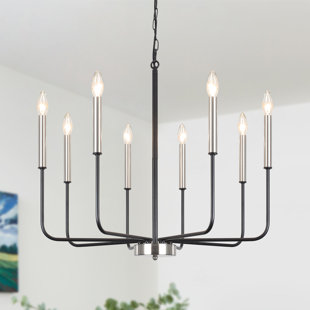 GRACIE OAKS Lily-Louise 8-Light Classic / Traditional Chandelier Farmhouse Rustic Iron Candle Pendant