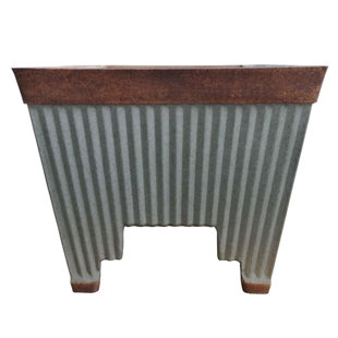 SOUTHERN PATIO 24" Westlake Deck Rail Garden Resin Planter, Rustic Galvanized