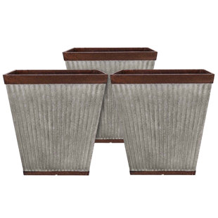 Southern Patio 16 Inch Square Rustic Resin Outdoor Box Flower Planter (3 Pack) (Set of 3)