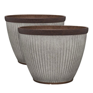 SOUTHERN PATIO HDR-046868 20.5 Inch Rustic Resin Outdoor Planter Pot (2 Pack) (Set of 2)