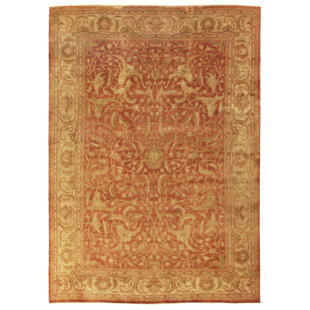 EXQUISITE RUGS Antique Weave Oushak Oriental Hand-Knotted Wool Area Rug in Brown/Beige/Orange