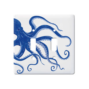 RIGHTSIDE DESIGN Blue Octopus 2-Gang Toggle Light Switch Wall Plate