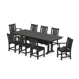 POLYWOOD® Oxford 9-Piece Farmhouse Dining Set with Trestle Legs