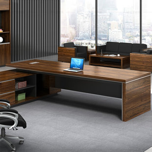 HOKKU DESIGNS Bryasha L-Shaped Executive Desk with and Cabinet