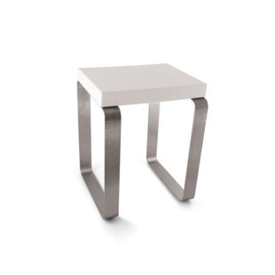 WETSTYLE Cube Shower Bench Seat in White/Brushed Stainless Steel