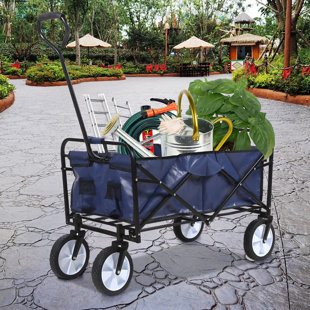 AQQRRA 220lb Capacity Collapsible Steel Frame Outdoor Utility Wagon Cart