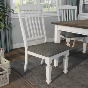 GREYLEIGH™ Bromsgrove Fabric Upholstered Slat Back Side Chair in Antique White/Gray (Set of 2)