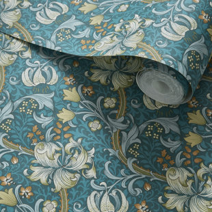 WILLIAM MORRIS DESIGNS BY CLARKE & CLARKE Golden Lily William Morris 10.05m x 52cm Matte Wallpaper Roll