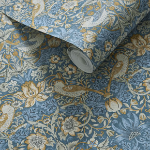 WILLIAM MORRIS DESIGNS BY CLARKE & CLARKE Strawberry Thief William Morris 10.05m x 52cm Matte Wallpaper Roll