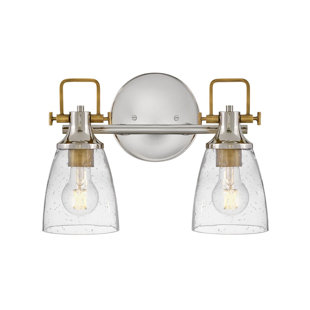 HINKLEY Easton Two-Light Bath Vanity Fixture w/ Clear Seedy Glass Shades