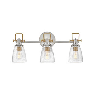 HINKLEY Easton Three-Light Bath Vanity Fixture w/ Clear Seedy Glass Shades