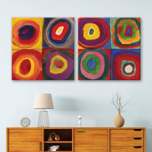 IDEA4WALL Abstract Circles On Canvas 2 Pieces by Wassily Kandinsky Print