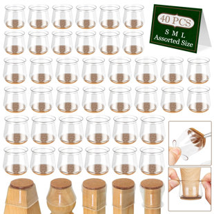 CUIWOS 40 Pcs Chair Leg Floor Protectors with Felt Furniture Pads Silicone Chair Socks Leg Caps Cover