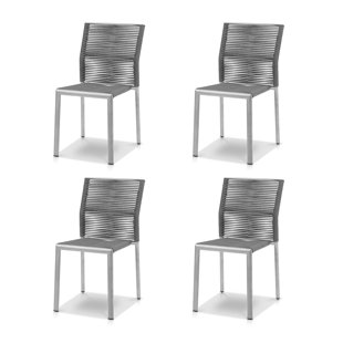 SOURCE FURNITURE Avalon Metal Outdoor Stackable Dining Side Chair (Set of 4)