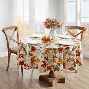 ELRENE HOME FASHIONS Vintage Leaves Floral Thanksgiving Plastic / Vinyl Tablecloth in , 60" x 84"