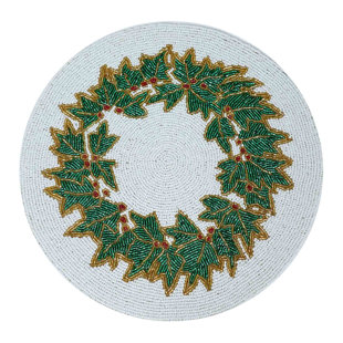TRUNKIN' Glass Beads Embroidered Round Placemat