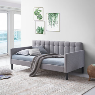 LuXeo Dana Twin Size Upholstered Gray Day Bed