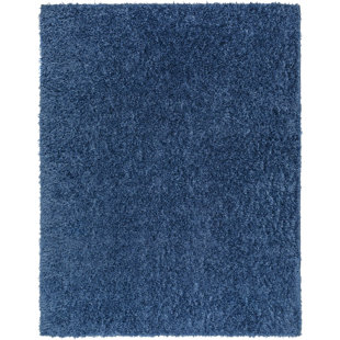 HOKKU DESIGNS Savina Rectangle Solid Color Machine Woven Polyester Area Rug in Blue