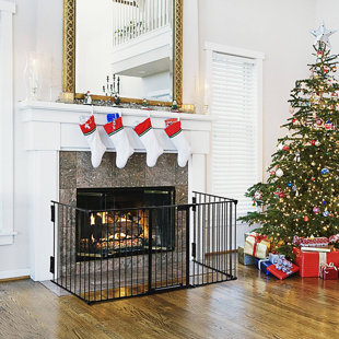 TUCKER MURPHY PET™ 30''H Walk Thru Gate, 72"- 118" Wide Indoor Dog Gate For Stairs Doorways, Safety Baby Gates, Fireplace Fence, 5 Panel