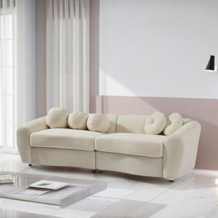 BRAYDEN STUDIO® Hibah 87.7'' Curved Three-seater Sofa With Five Pillows